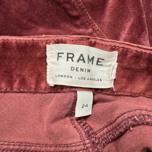 FRAME Le Crop Mini Boot Cotton-Blend Velvet Kick-Flare Pants Pinot 24 - Picture 9 of 11